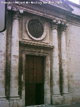 Historia de Jan. Bombardeo de Jan. Portada de la Iglesia de San Ildefonso donde an son visibles los daos producidos por las bombas.