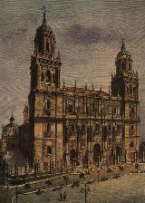 Catedral de Jan. Fachada. Grabado de 1880 de Antonio Hebert