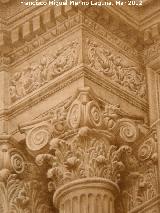 Catedral de Jan. Fachada Norte. Entablamento y capitel. Dibujo de Francisco Cerezo Moreno.
