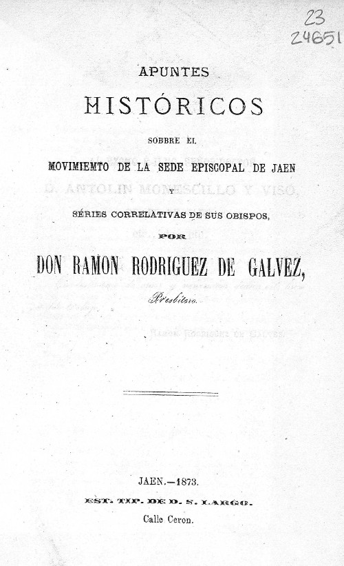 Obispado - Obispado. Apuntes Histricos 1873