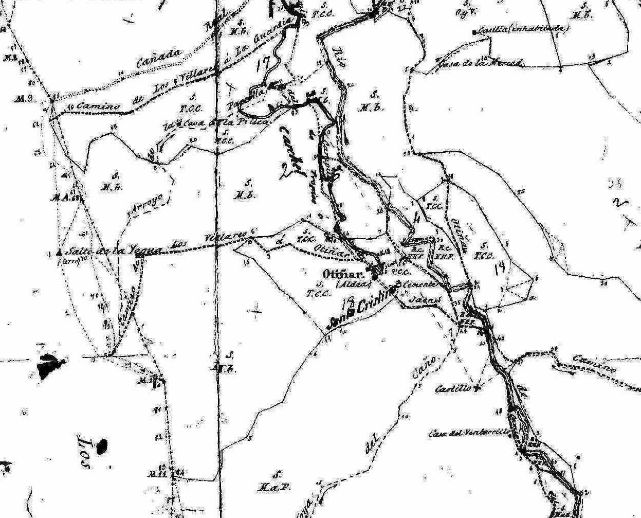 Aldea de Santa Cristina u Otiar - Aldea de Santa Cristina u Otiar. Mapa 1878