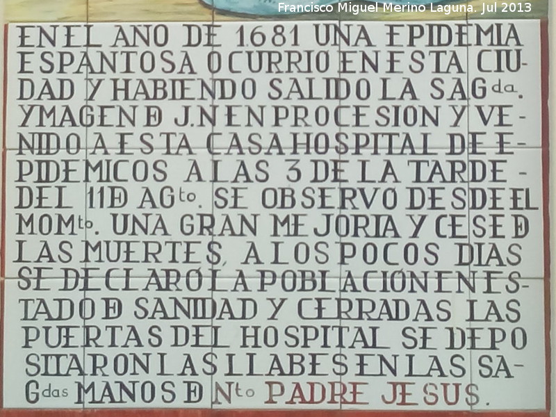 Hornacina de Ntro Padre Jess - Hornacina de Ntro Padre Jess. Inscripcin