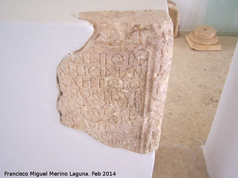 Inscripcin romana de Ilugo - Inscripcin romana de Ilugo. Otra parte de la inscripcin. Museo Arqueolgico de Santisteban