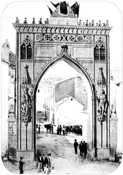 Muralla de Jan. Puerta Barrera - Muralla de Jan. Puerta Barrera. Arco conmemorativo de la visita de Isabel II en la Puerta Barrera, 1862.