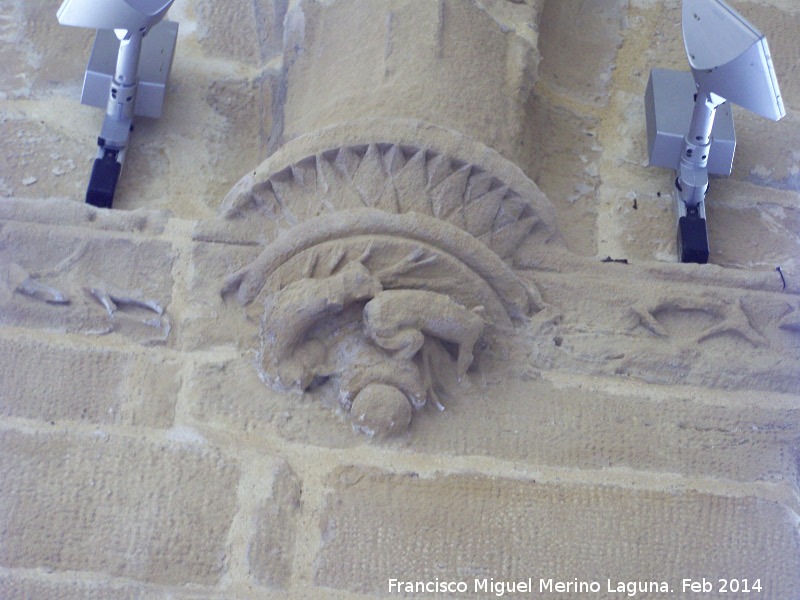 Colegiata de Santa Mara de los Reales Alczares. Claustro - Colegiata de Santa Mara de los Reales Alczares. Claustro. Cenefa vegetal y mnsula con animales