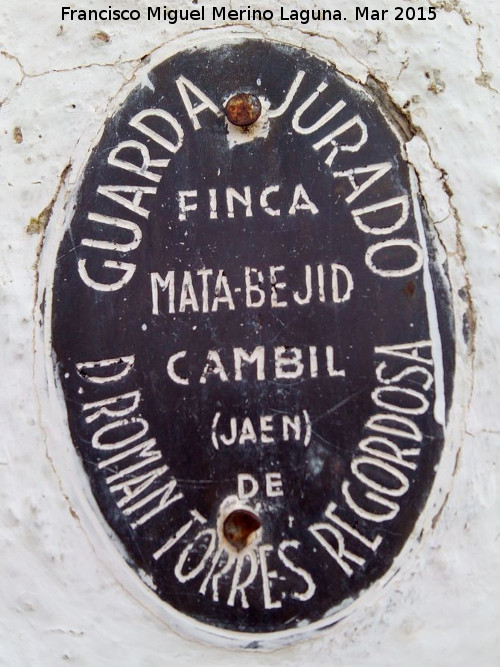 Casa del Guarda de Mata Bejid - Casa del Guarda de Mata Bejid. Placa de Guarda