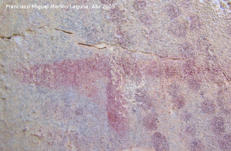 Pinturas rupestres del Frontn V - Pinturas rupestres del Frontn V. Antropomorfo superior en forma de T