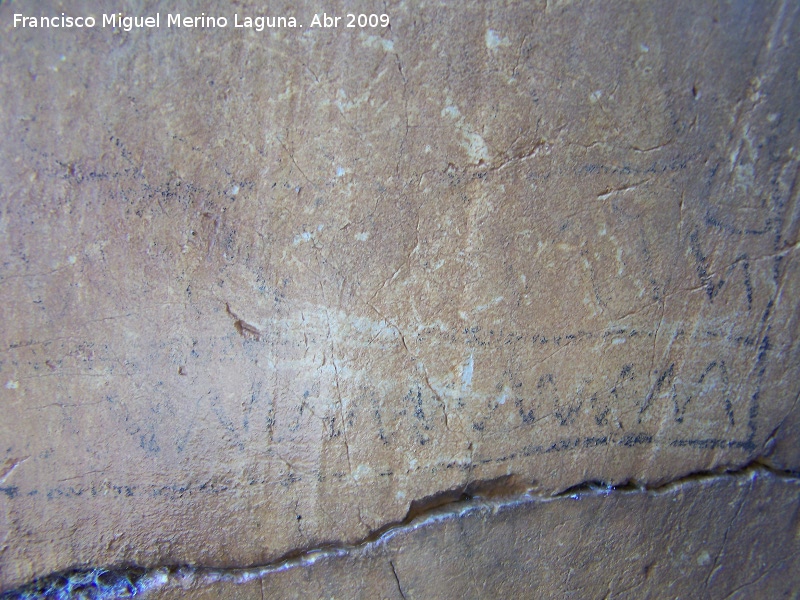 Pinturas rupestres del Frontn II - Pinturas rupestres del Frontn II. Rectngulo horizontal partido por la mitad y con dos lneas en zigzag en su interior