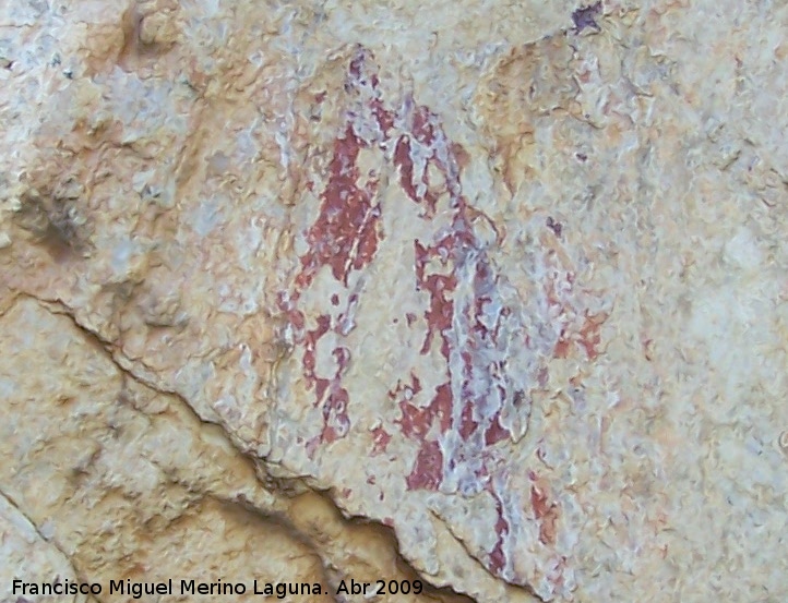 Pinturas rupestres del Frontn II - Pinturas rupestres del Frontn II. Figura en rojo de la parte superior