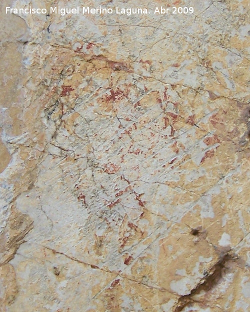 Pinturas rupestres del Frontn II - Pinturas rupestres del Frontn II. Figura en rojo borrada con araazos