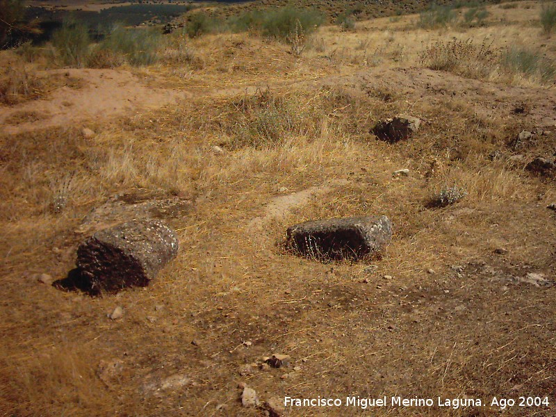 Oppidum de Giribaile. Viviendas - Oppidum de Giribaile. Viviendas. Restos de columnas y planta de una vivienda