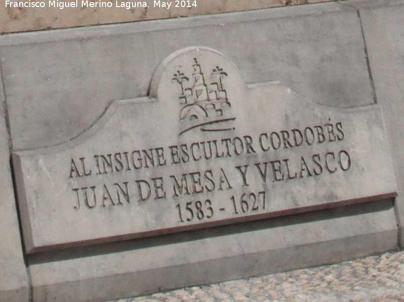 Monumento a Juan de Mesa - Monumento a Juan de Mesa. Placa