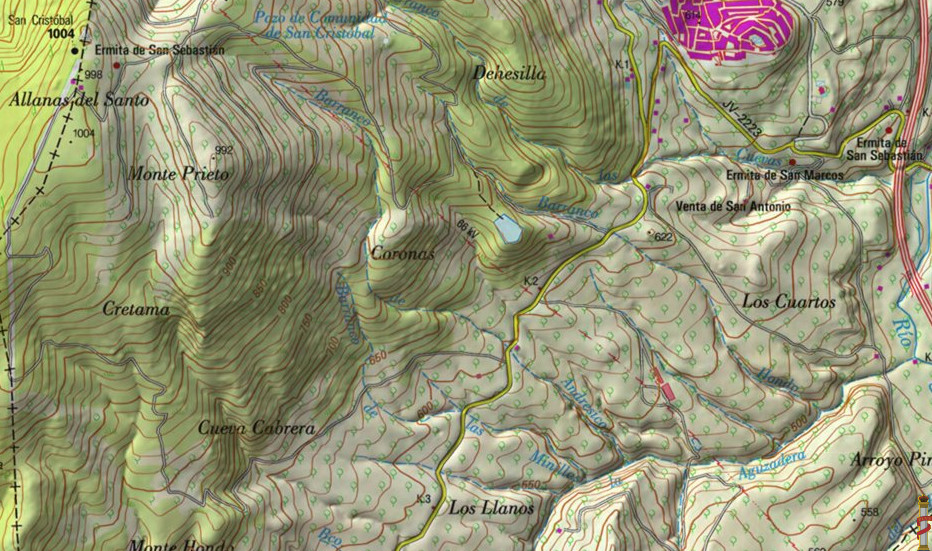 Ermita Baja de San Sebastin - Ermita Baja de San Sebastin. Mapa de las dos ermitas de San Sebastin