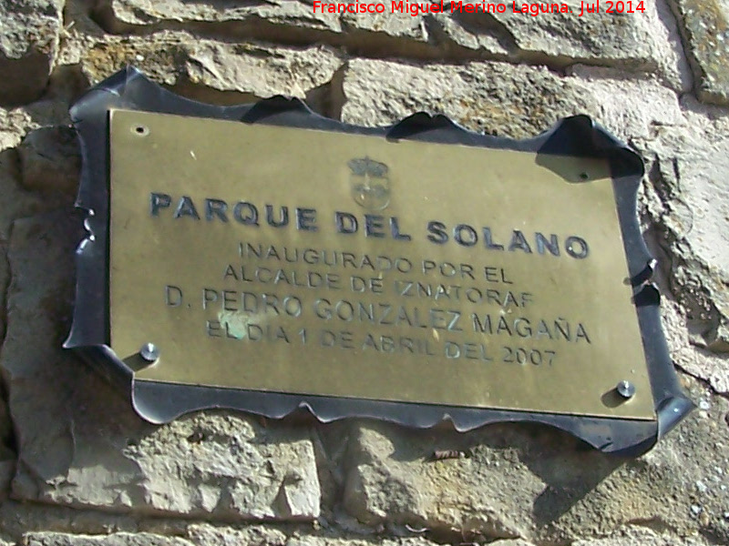 Parque del Solano - Parque del Solano. Placa