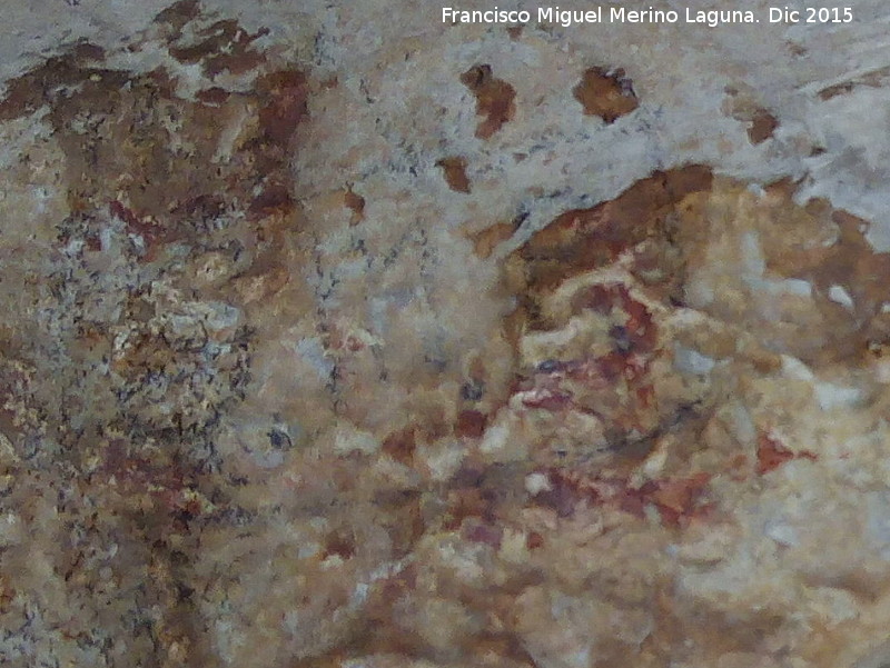 Pinturas rupestres de la Cueva de la Graja-Grupo III - Pinturas rupestres de la Cueva de la Graja-Grupo III. Restos del antropomorfo izquierdo