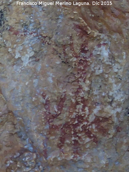 Pinturas rupestres de la Cueva de la Graja-Grupo III - Pinturas rupestres de la Cueva de la Graja-Grupo III. Antropomorfo con zooformo