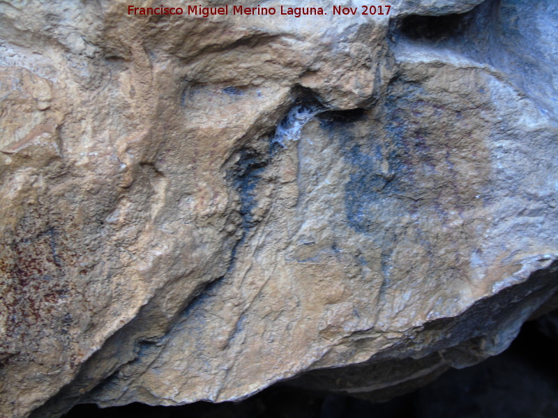 Pinturas rupestres de la Cueva de la Graja-Grupo X - Pinturas rupestres de la Cueva de la Graja-Grupo X. Figura de puntes y pectiniforme grande