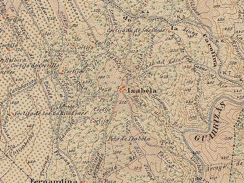 Aldea La Isabela - Aldea La Isabela. Mapa de 1895