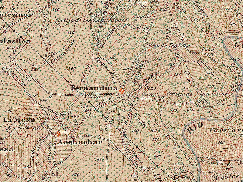 Aldea La Fernandina - Aldea La Fernandina. Mapa de 1895