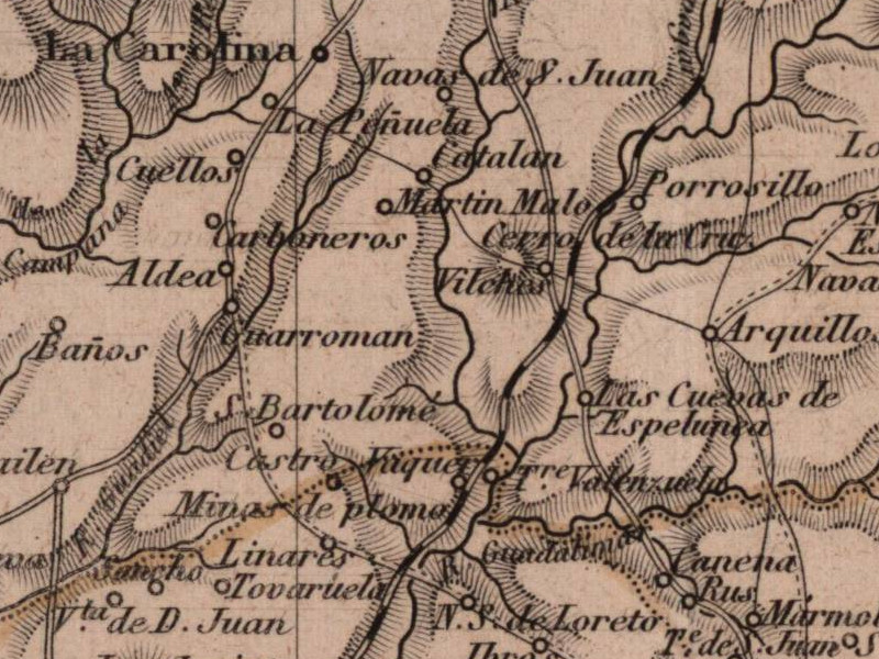 Yacimiento ibero del Cerro de la Cruz - Yacimiento ibero del Cerro de la Cruz. Mapa 1862