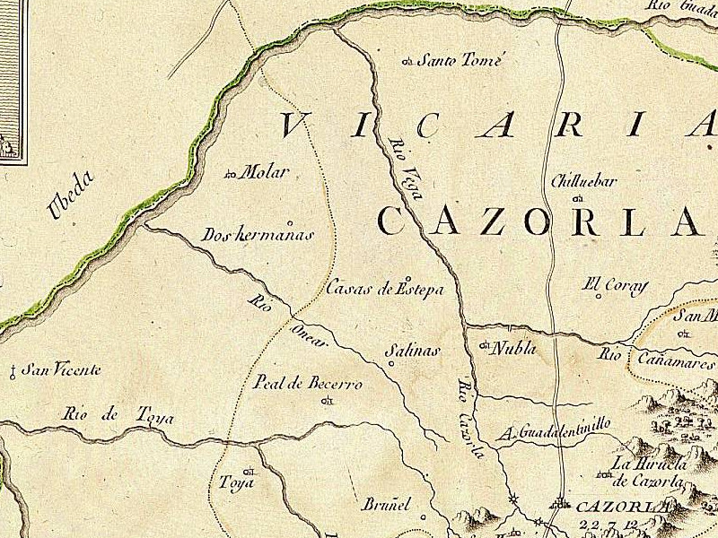 Castillo de Nubla - Castillo de Nubla. Mapa del Adelantamiento de Cazorla 1797