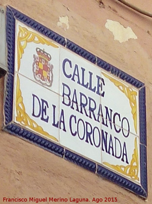 Calle Barranco de la Coronada - Calle Barranco de la Coronada. Placa