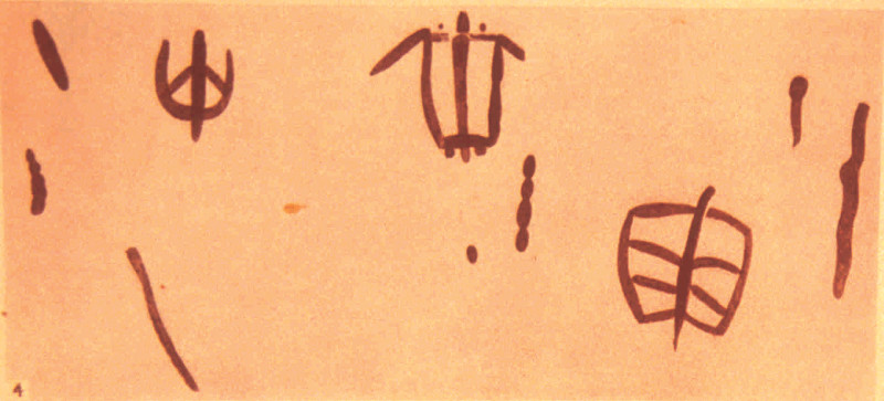 Pinturas rupestres del Poyo del Medio de la Cimbarra V - Pinturas rupestres del Poyo del Medio de la Cimbarra V. Calco de Breuil