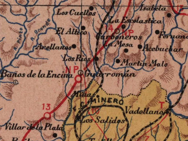 Minas de Linares - Minas de Linares. Mapa 1901