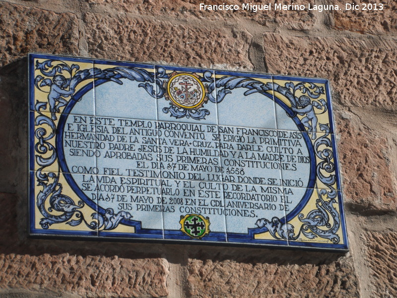 Iglesia de San Francisco - Iglesia de San Francisco. Placa