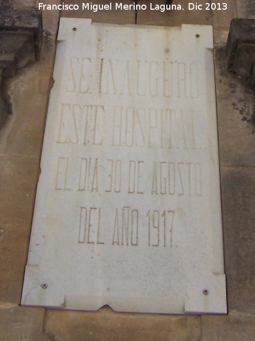 Hospital de los Marqueses de Linares - Hospital de los Marqueses de Linares. Placa