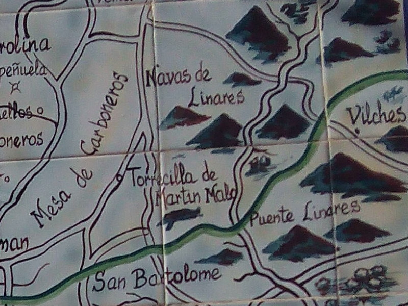 Puente romano de Vadollano - Puente romano de Vadollano. Mapa de Bernardo Jurado. Casa de Postas - Villanueva de la Reina