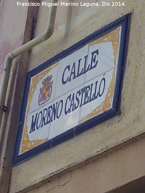 Calle Moreno Castell - Calle Moreno Castell. Placa