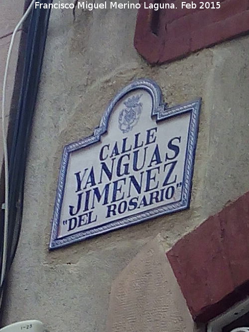 Calle Yanguas Jimnez - Calle Yanguas Jimnez. Placa