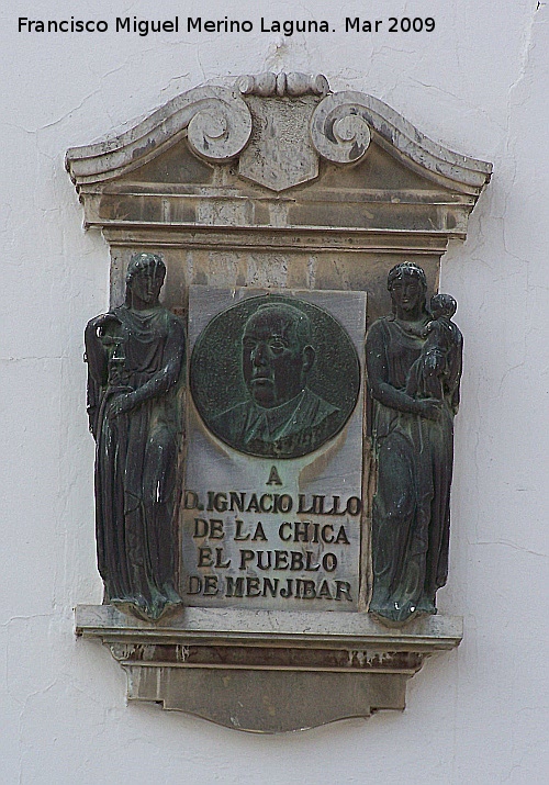 Placa a D. Ignacio Lillo de la Chica - Placa a D. Ignacio Lillo de la Chica. 