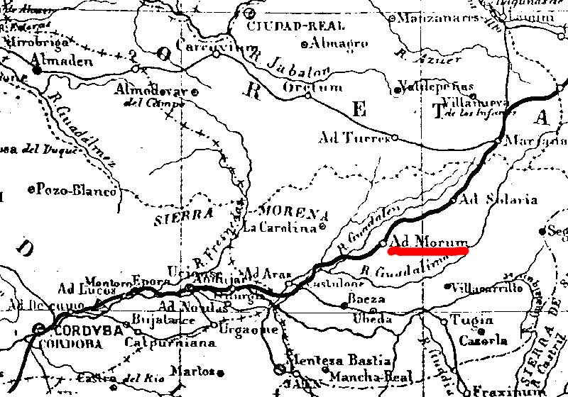 Historia de Navas de San Juan - Historia de Navas de San Juan. Mapa de los caminos romanos 1862 (R.A.H.)