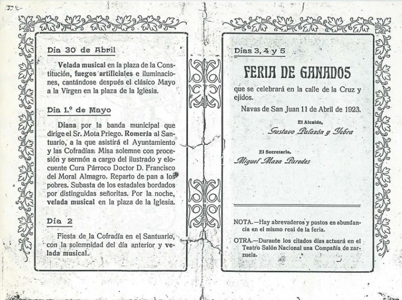 Historia de Navas de San Juan - Historia de Navas de San Juan. Feria de ganado de 1923
