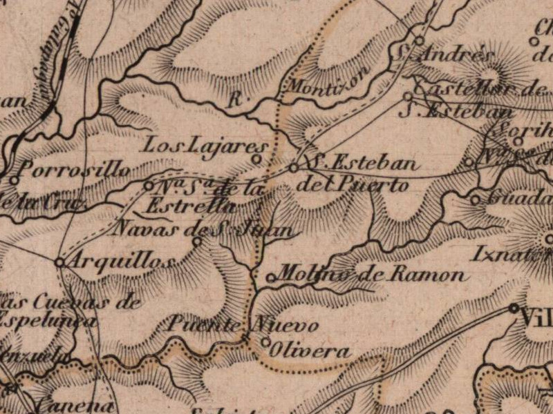 Castillo de Olvera - Castillo de Olvera. Mapa 1862