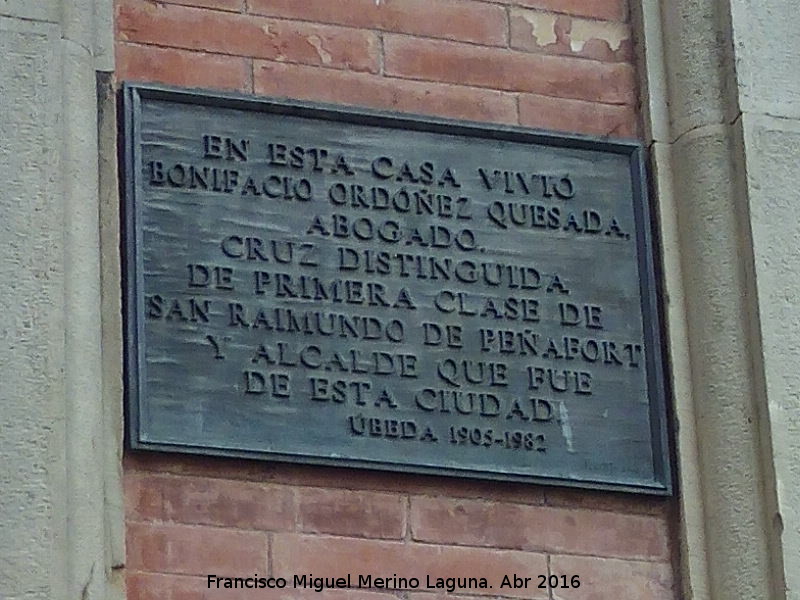 Casa de Don Bonifacio Ordez - Casa de Don Bonifacio Ordez. Placa