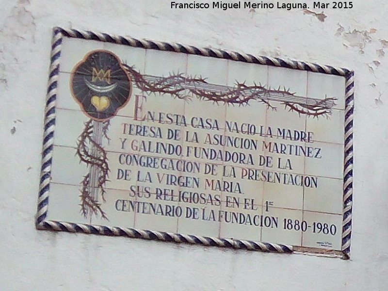 Casa de la Madre Teresa de la Asunción - Casa de la Madre Teresa de la Asunción. Placa