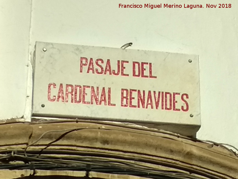 Pasaje Cardenal Benavides - Pasaje Cardenal Benavides. Placa