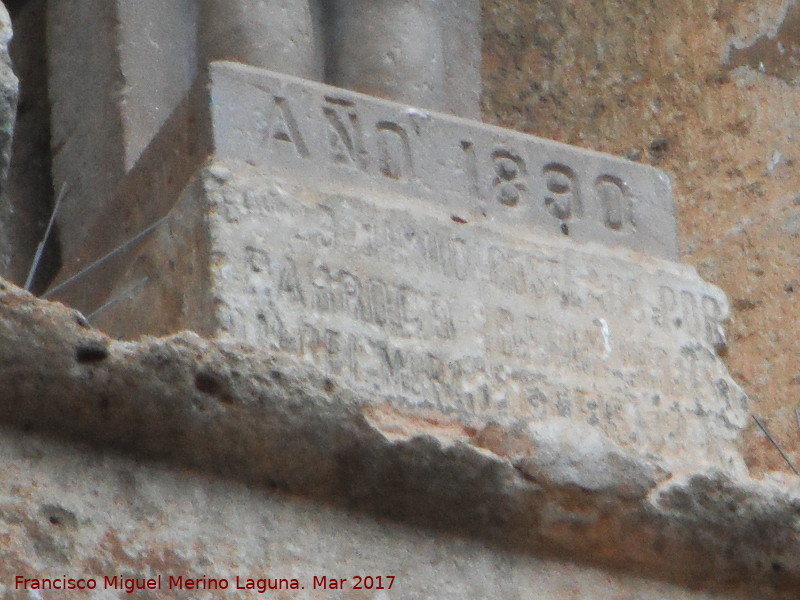 Iglesia de San Juan Bautista - Iglesia de San Juan Bautista. Ao 1890 e inscripcin