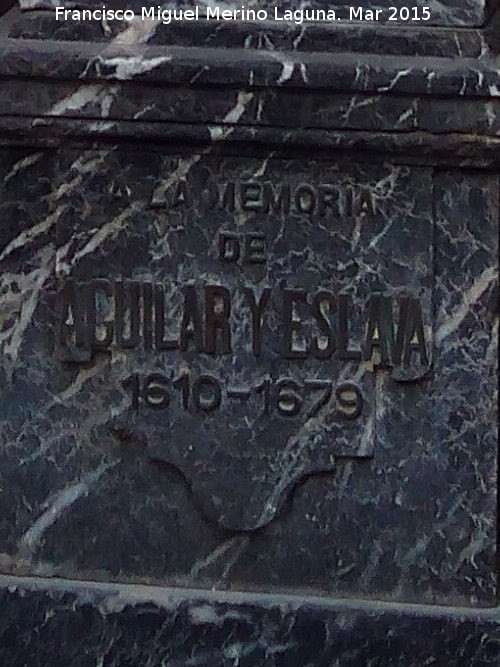 Monumento a Aguilar y Eslava - Monumento a Aguilar y Eslava. Placa