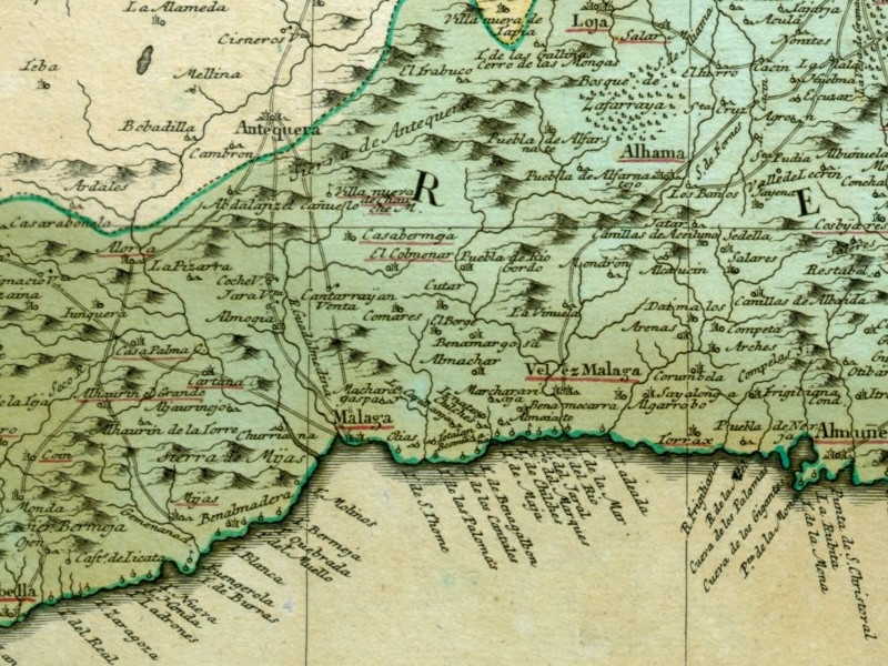 Málaga - Málaga. Mapa 1782