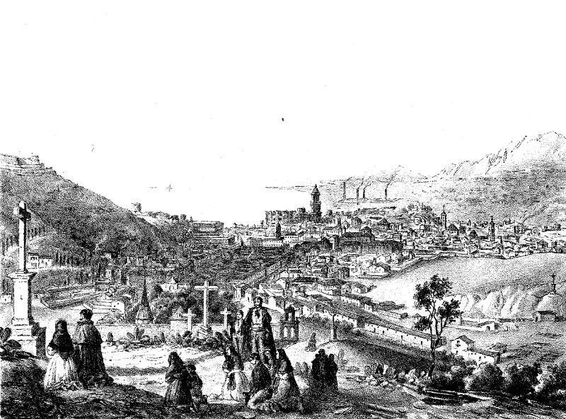 Málaga - Málaga. Dibujo de F. J. Parcerisa 1850
