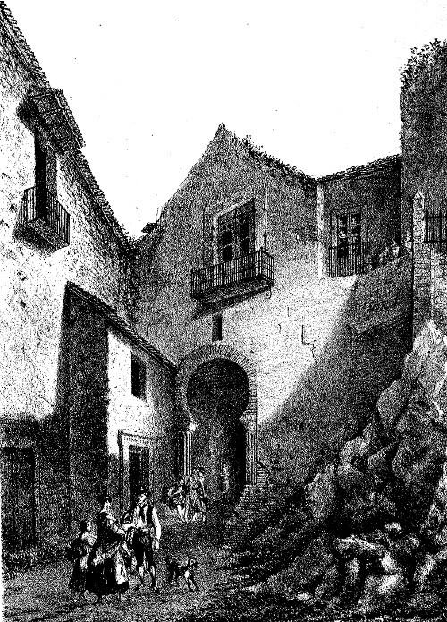 Alcazaba de Mlaga - Alcazaba de Mlaga. Puerta de la Alcazaba. Dibujo de F. J. Parcerisa 1850