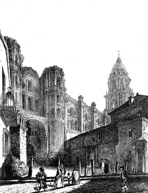 Catedral de Mlaga - Catedral de Mlaga. Dibujo de F. J. Parcerisa 1850