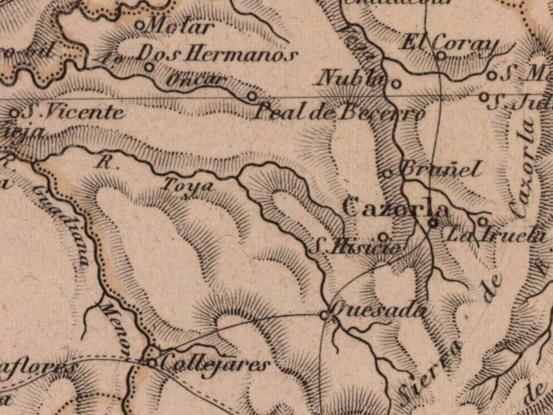 Historia de Peal de Becerro - Historia de Peal de Becerro. Mapa 1862