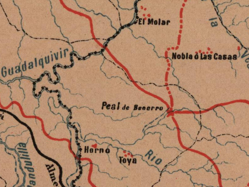 Historia de Peal de Becerro - Historia de Peal de Becerro. Mapa 1885