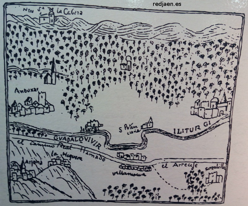 Ermita de San Ildefonso - Ermita de San Ildefonso. Dibujo de Ximena Jurado siglo XVII