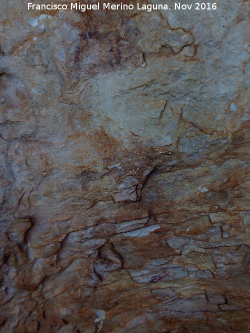 Pinturas rupestres de las Cuevas del Curro Abrigo I - Pinturas rupestres de las Cuevas del Curro Abrigo I. Cprido y restos de la izquierda del grupo I